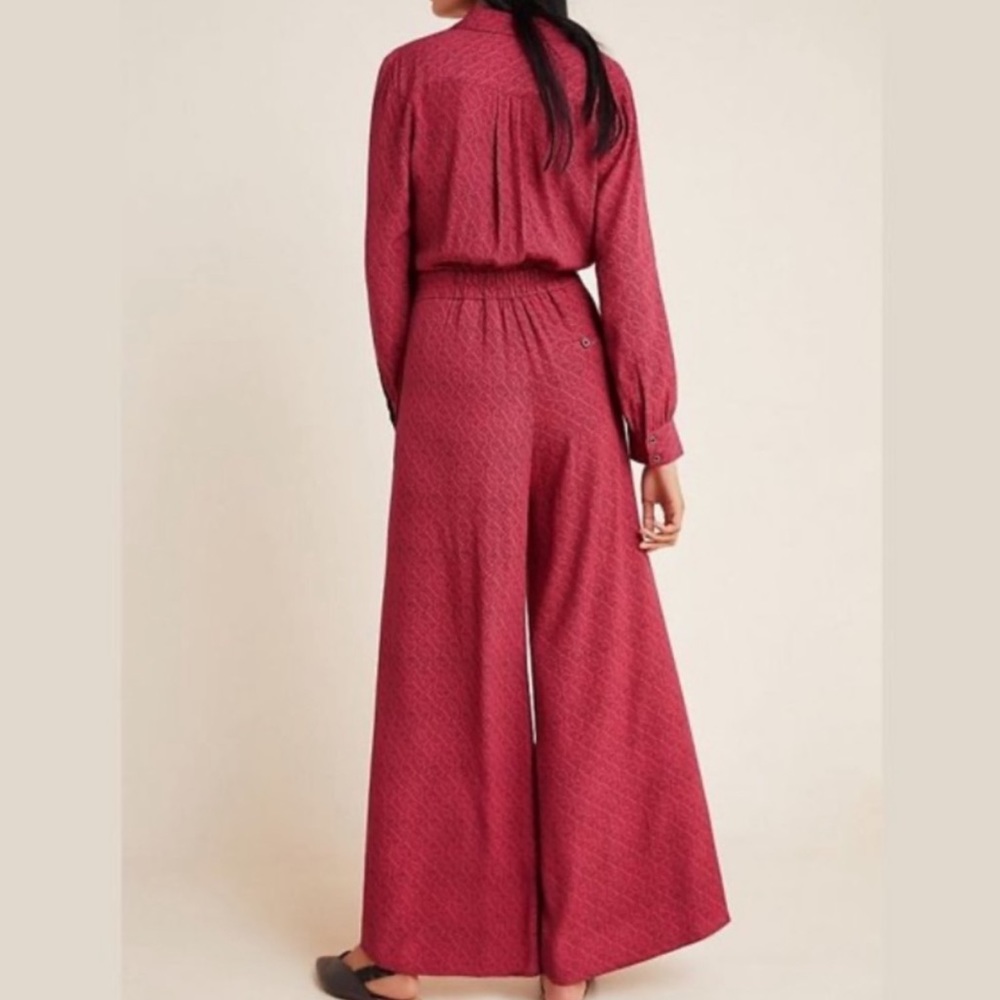 NWT Anthropologie Loveland Wide Leg Wine Jumpsuit - Picture 4 of 9